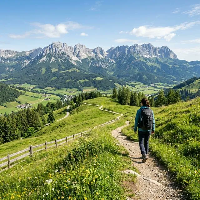 Wanderer auf einem Bergpfad in den Kitzbüheler Alpen